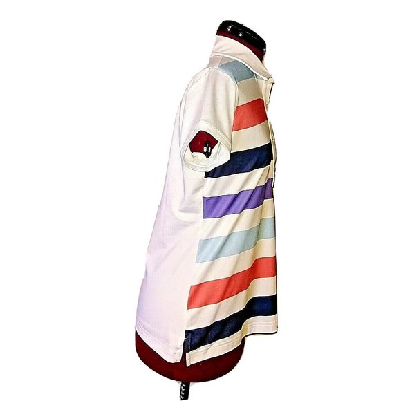 Adidas Climacool Polo Shirt Size Medium Golf Striped Side Split Vented A… - Picture 3 of 7